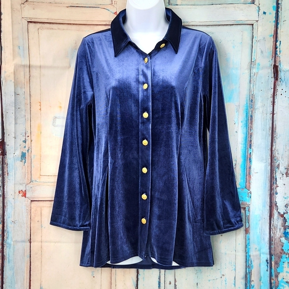 Soft Surroundings Enchanted Velvet Button Down Shirt
